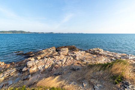Seaside landscape with blue sea and Samet Island at Khao Laem Ya National Park, Rayong, Thailand