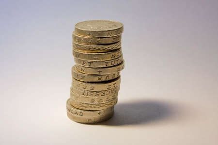 Pile of British Pound Coinsの写真素材