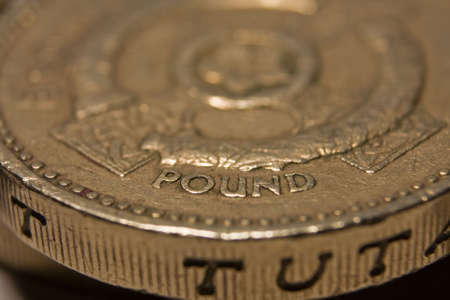Close-Up of a British Pound Coinの写真素材