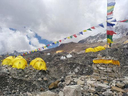 Everest Base Camp, Nepal - May 16th 2019: Everest Base Camp views, Solukhumbuのeditorial素材