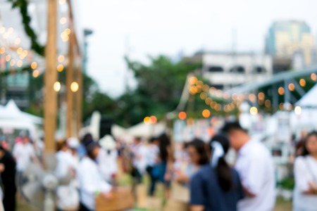 Defocused background decoration light at festival area in marketの写真素材