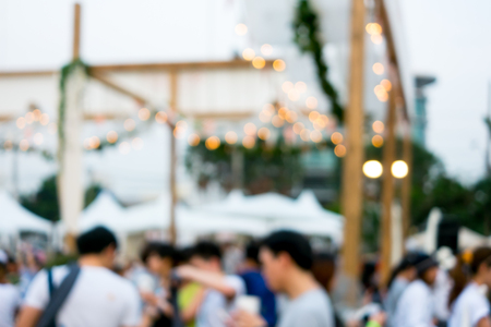 Defocused background decoration light at festival area in marketの写真素材