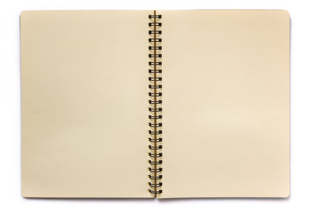 Open blank notebook on white background