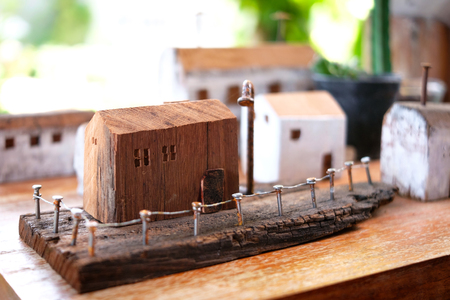 Wooden toy houseの写真素材