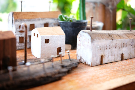 Wooden toy houseの写真素材