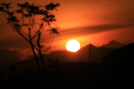 full sun on sunsetの写真素材