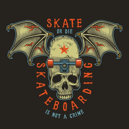 Colour skateboarding print graphic design illustrationのイラスト素材