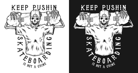 Vintage skateboarding poster character design illustrationのイラスト素材