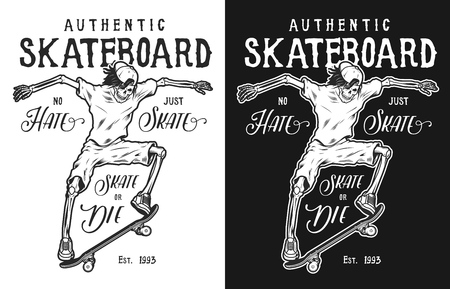 Vintage skateboarding poster with skeleton skateboardingのイラスト素材
