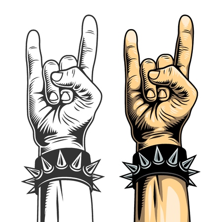 Rock signs, hand collection in two colours. Vector illustration.