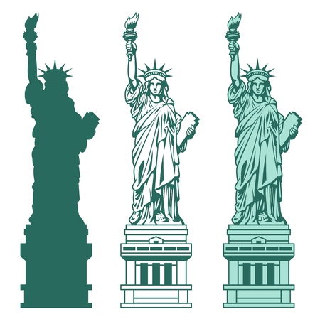 Set of the Statue of Liberty in New York City.のイラスト素材