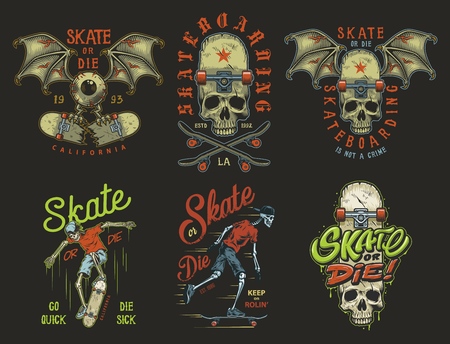 Set of skateboarding emblemsのイラスト素材