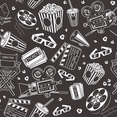 Seamless pattern with cinema elementsの写真素材