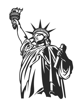 Monochrome American Statue of Liberty conceptのイラスト素材