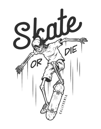 Vintage monochrome skateboarding logoのイラスト素材
