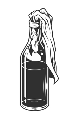 Vintage monochrome molotov cocktail conceptのイラスト素材