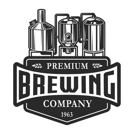Vintage monochrome brewery labelのイラスト素材