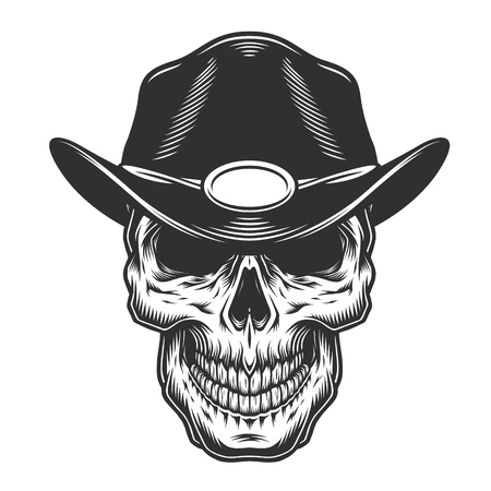 Monochrome vintage skullのイラスト素材