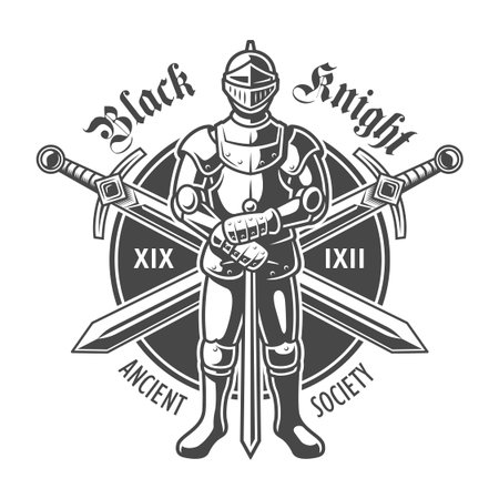 Vintage armored medieval knightのイラスト素材