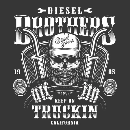 Skull trucker printのイラスト素材