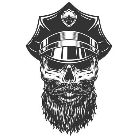 Skull in the policeman hatのイラスト素材