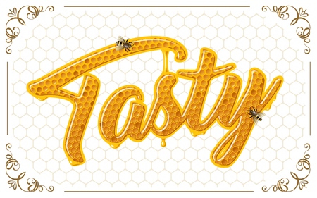 lettering with honeycomb pattenのイラスト素材