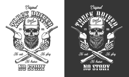 Trucker emblem with skullのイラスト素材