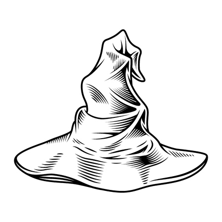Wizard monochrome hat isolated on white. Vector illustrationのイラスト素材