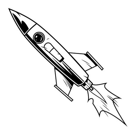 Rocket in comic style. Vector cartoon illustrationのイラスト素材