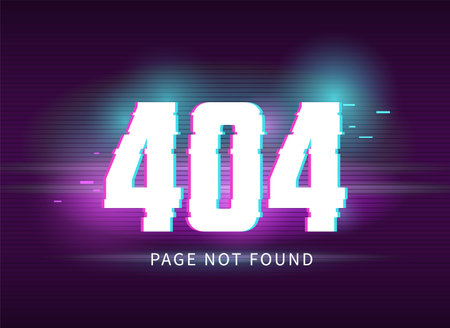 404 page concept illustration with glitch effect. Vector digital illustration