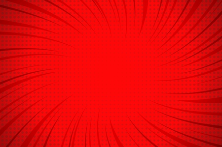 Comic explosive red template with twisted rays and dots humor effects vector illustrationのイラスト素材