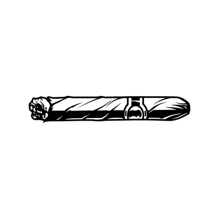VIntage monochrome cuban cigar concept isolated vector illustrationのイラスト素材