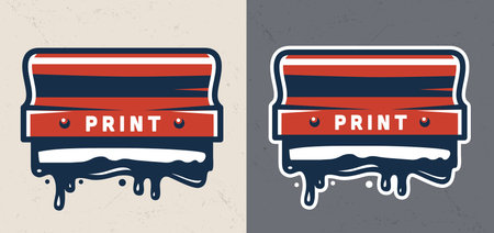 Colorful screen printing squeegee concept on dark and light gray backgrounds isolated vector illustrationのイラスト素材