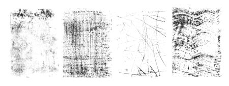 Retro distressed grunge textures collection with rough scratched grungy effects isolated vector illustrationのイラスト素材