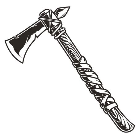 Native american indian tomahawk concept in vintage monochrome style isolated vector illustrationのイラスト素材