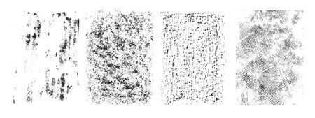 Retro distressed abstract banners collection with different grunge textures isolated vector illustrationのイラスト素材