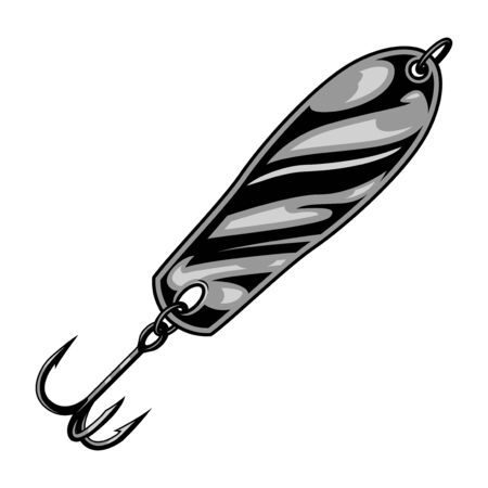 Fishing spoon vintage concept with metal plate and hook isolated vector illustrationのイラスト素材