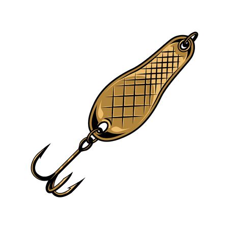 Colorful fishing spoon vintage concept with small metal plate and hook isolated vector illustrationのイラスト素材