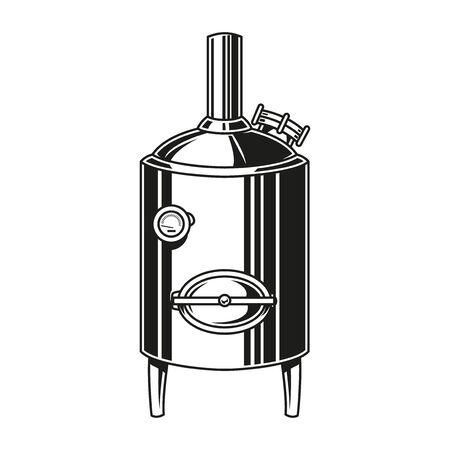 Vintage brewery equipment concept with brewing machine in monochrome style isolated vector illustrationのイラスト素材
