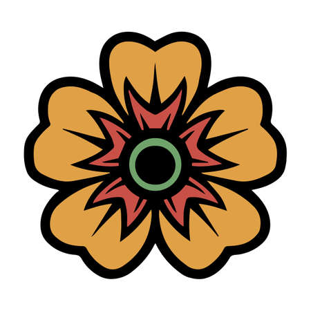 Colorful tattoo concept of beautiful flower in vintage style isolated vector illustrationのイラスト素材