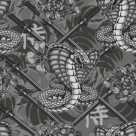 Japanese vintage seamless patternのイラスト素材