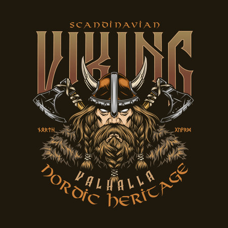 Scandinavian viking vintage colorful printのイラスト素材