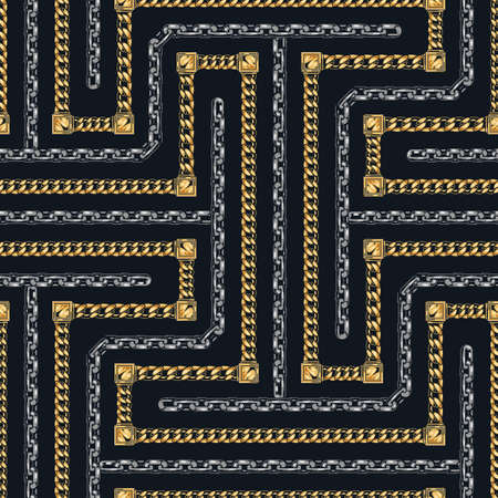 Gold and metal chains seamless patternのイラスト素材