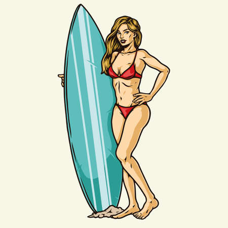 Surfing vintage colorful conceptのイラスト素材