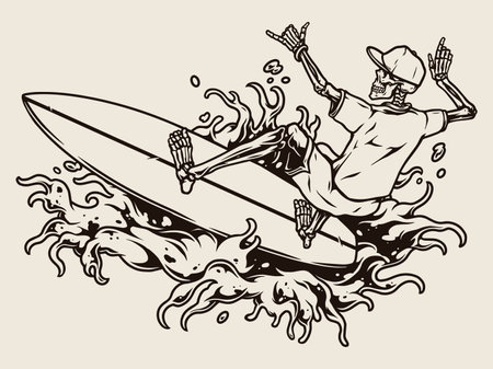Surfing vintage conceptのイラスト素材