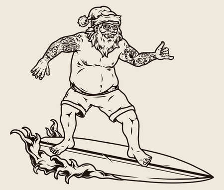 Surfing vintage monochrome conceptのイラスト素材