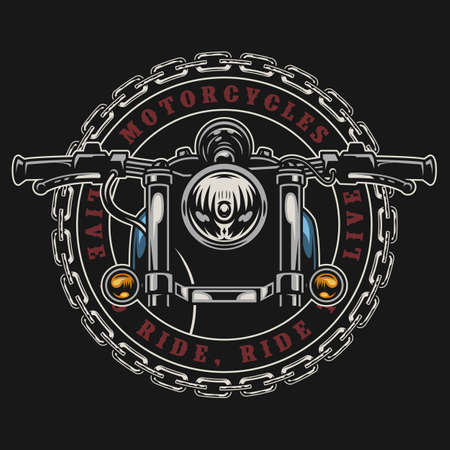 Motorcycle vintage colorful round emblemのイラスト素材