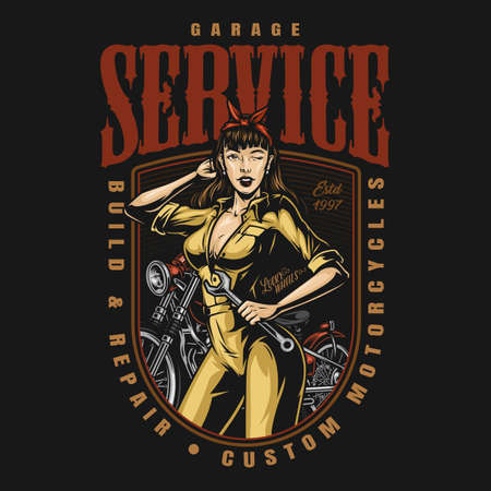 Motorcycle garage service vintage labelのイラスト素材