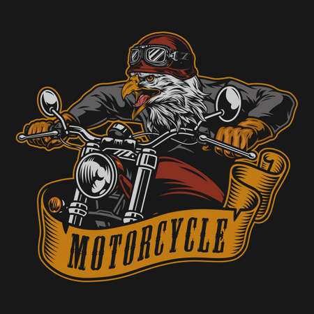 Custom motorcycle vintage colorful labelのイラスト素材