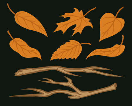Tree branches and leaves collectionのイラスト素材